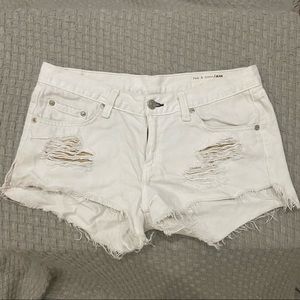 Rag & Bone Distressed Denim SHORTS WHITE Marin 26